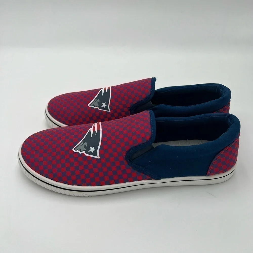 New England Patriots Checkered Canvas Slide-On Slippers – Size 11